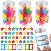 Roowest Star Reward Jar for Kid 3 Pcs Coin Jars for Behavior Tokens 200 Pcs Stars 8 Pcs Name Tags Classroom Reward Jars Star Jar Reward System for Kids Back to School Incentive Good Behavior Training